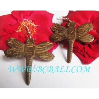 Dragon Fly Wood Earrings Carvings